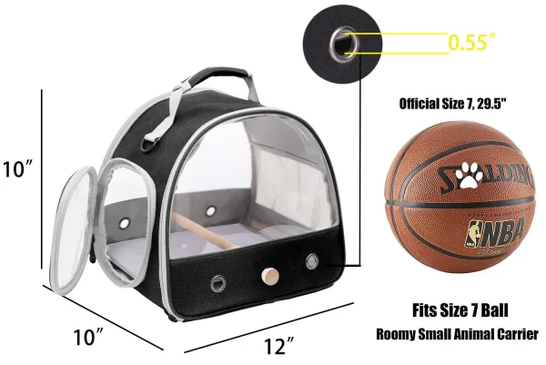 Portable Small Bird Parrot Parakeet, dobrável Pet Carrier, poleiro, bandeja de aço inoxidável, janela de acesso lateral - Image 2